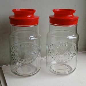 Vintage Anchor Hocking 1976 Bicentennial Maxwell House Coffee Glass Canisters